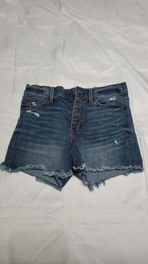 Mudd High-Rise Midi Distressed Denim Shorts Button Fly Size 7